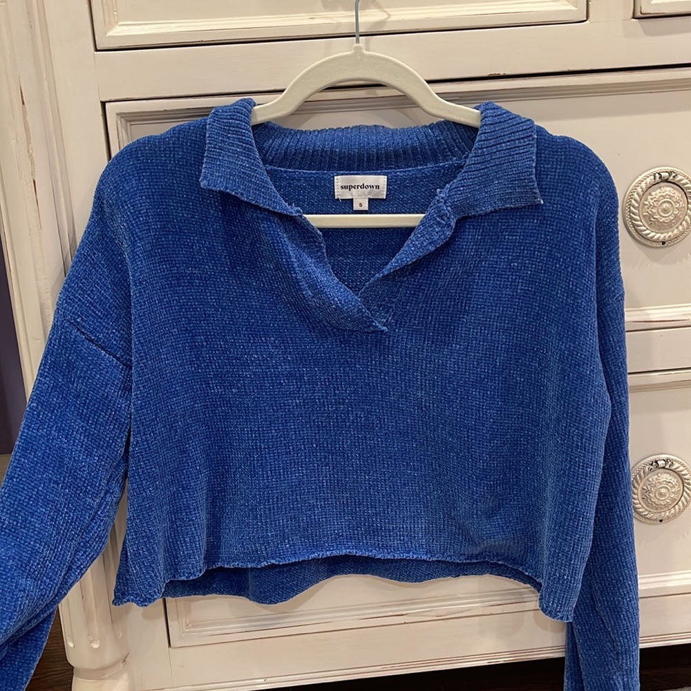 Superdown Cropped Collared Sweater Size Small - image 3